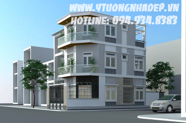 Mẫu thiết kế nhà phố 2 mặt tiền đẹp hiện đại