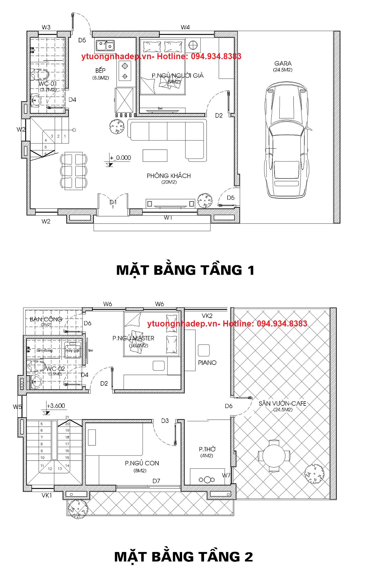 Thiết kế nhà 2 tầng 100m2 4 phòng ngủ Hà Đông - Hà Nội