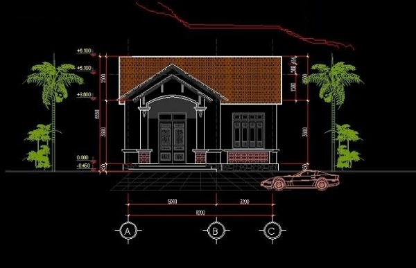 Bản vẽ CAD nhà cấp 4 5x20m thịnh hành nhất hiện nay