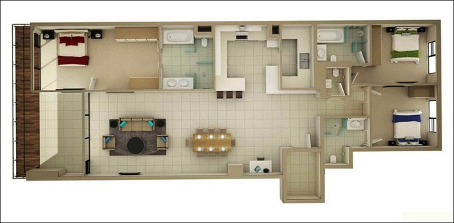 Mẫu thiết kế nội thất căn hộ chung cư 3 phòng ngủ