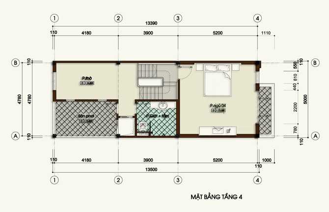 thiết kế nhà lệch tầng 5x13m