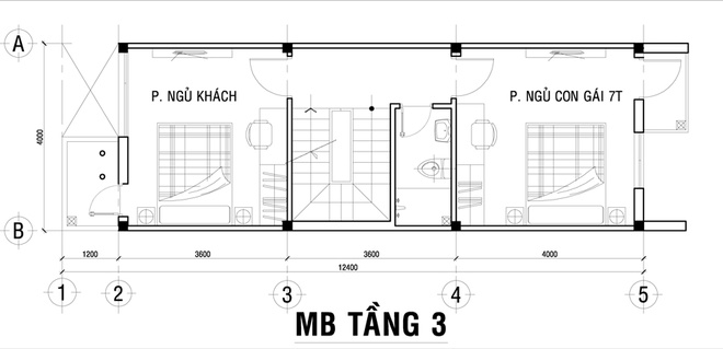 Mẫu thiết kế nhà ống đẹp 3 tầng 5m